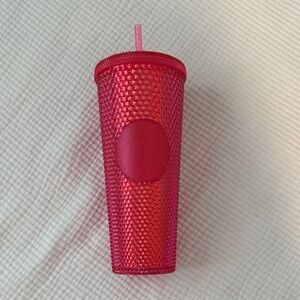 Starbucks Venti Vibrant Pink Iridescent Limited Edition Studded Tumbler w Straw